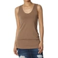 thumbnail image 1 of TheMogan Women's Basic Scoop Neck Racerback Stretch Cotton Tank Top Sleeveless Sporty Tee Mocha L, 1 of 7