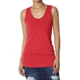 thumbnail image 1 of TheMogan Women's Basic Scoop Neck Racerback Stretch Cotton Tank Top Sleeveless Sporty Tee Red M, 1 of 7
