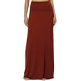 thumbnail image 1 of TheMogan Women's Casual Lounge Solid Foldable High Waist Draped Jersey Relaxed Long Maxi Skirt Brick M, 1 of 7
