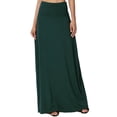 thumbnail image 1 of TheMogan Women's Casual Lounge Solid Foldable High Waist Draped Jersey Relaxed Long Maxi Skirt Hunter Green S, 1 of 7