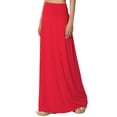 thumbnail image 1 of TheMogan Women's Casual Lounge Solid Foldable High Waist Draped Jersey Relaxed Long Maxi Skirt Red L, 1 of 7