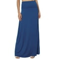 thumbnail image 1 of TheMogan Women's Casual Lounge Solid Foldable High Waist Draped Jersey Relaxed Long Maxi Skirt Sapphire 1X, 1 of 7