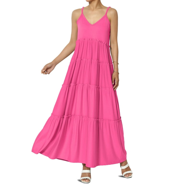 Casual Fuchsia Long Dress Sweetheart A-Line Fuchsia Pink Long