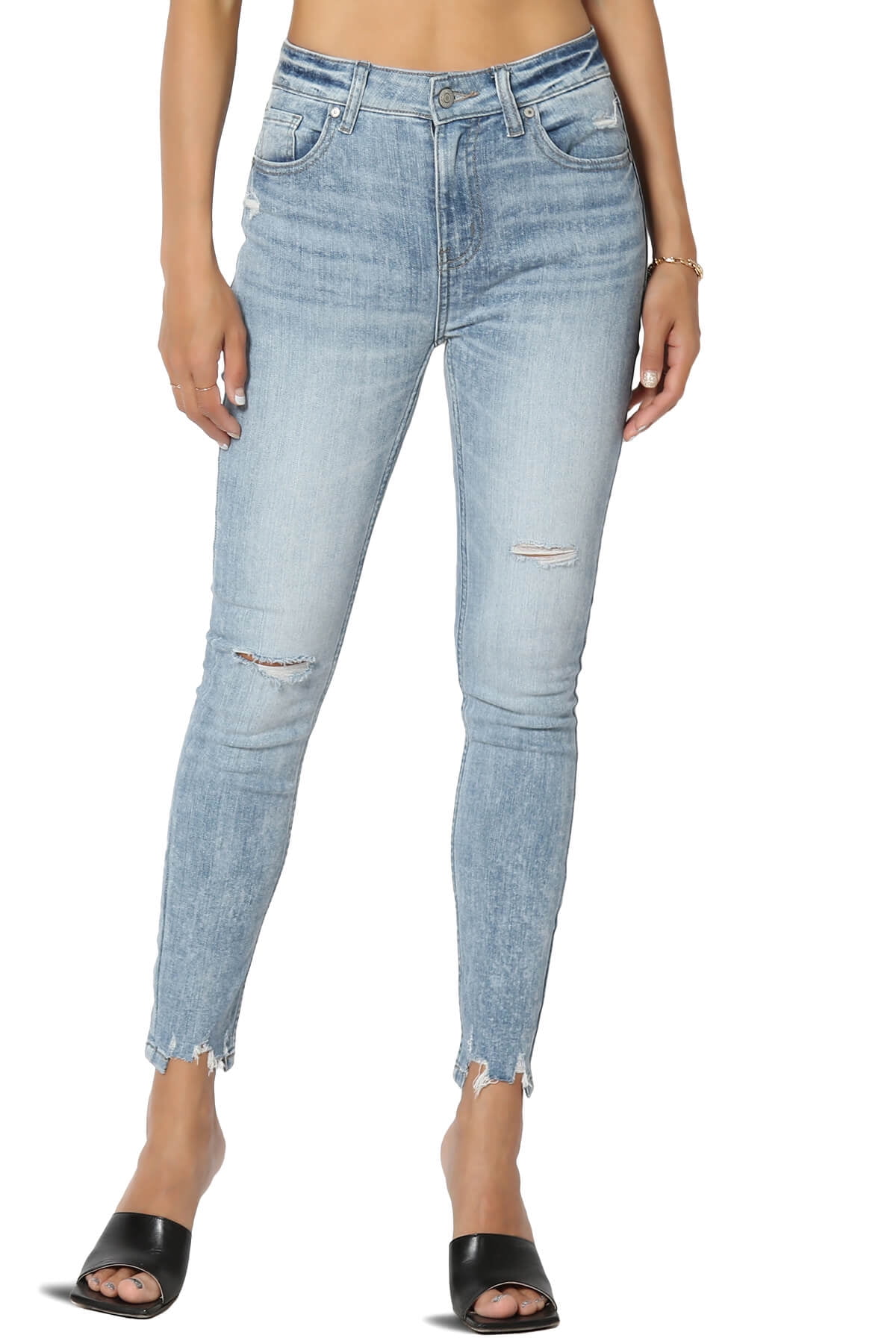 TheMogan Women's Clara Acid Ripped Distressed Destroy Knee High