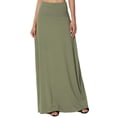 thumbnail image 1 of TheMogan Women's PLUS Casual Draped Jersey Foldable Waist Relaxed Long Maxi Skirt, 1 of 7