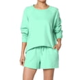 thumbnail image 1 of TheMogan Women's PLUS Cotton Terry Long Sleeve Oversized Top & Drawstring Shorts SET, 1 of 7