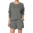 thumbnail image 1 of TheMogan Women's PLUS Cotton Terry Long Sleeve Oversized Top & Drawstring Shorts SET, 1 of 7