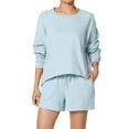 thumbnail image 1 of TheMogan Women's PLUS Cotton Terry Long Sleeve Oversized Top & Drawstring Shorts SET, 1 of 7