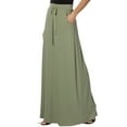 thumbnail image 1 of TheMogan Women's PLUS Drawstring Waist Pocket Drapey Jersey A-Line Long Maxi Skirt, 1 of 7