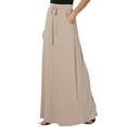 thumbnail image 1 of TheMogan Women's PLUS Drawstring Waist Pocket Drapey Jersey A-Line Long Maxi Skirt, 1 of 7