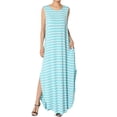 thumbnail image 1 of TheMogan Women's PLUS Sleeveless Loose Striped Curved Slit Hem Long Maxi Dress, 1 of 6
