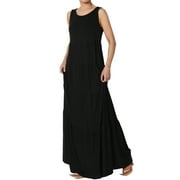 TheMogan Women's PLUS Sleeveless Scoop Neck Tiered Jersey Relaxed Fit Long Maxi Dress