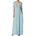 thumbnail image 1 of TheMogan Women's PLUS Soft Jersey Oversized V-Neck Short Sleeve Maxi Dress W Pocket, 1 of 6