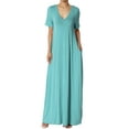 thumbnail image 1 of TheMogan Women's PLUS Soft Jersey Oversized V-Neck Short Sleeve Maxi Dress W Pocket, 1 of 6