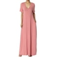 thumbnail image 1 of TheMogan Women's PLUS Soft Jersey Oversized V-Neck Short Sleeve Maxi Dress W Pocket, 1 of 6