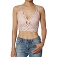 thumbnail image 1 of TheMogan Women's Padded Lace Bralette Cross Strap & Stretchy Smocked Back Crochet Bra Crop Top Dusty Blush 2X, 1 of 7