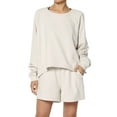 thumbnail image 1 of TheMogan Women's S~3X Cotton Terry Long Sleeve Oversized Top & Drawstring Shorts SET, 1 of 7