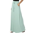 thumbnail image 1 of TheMogan Women's S~3X Drawstring Waist Pocket Drapey Jersey A-Line Long Maxi Skirt, 1 of 7