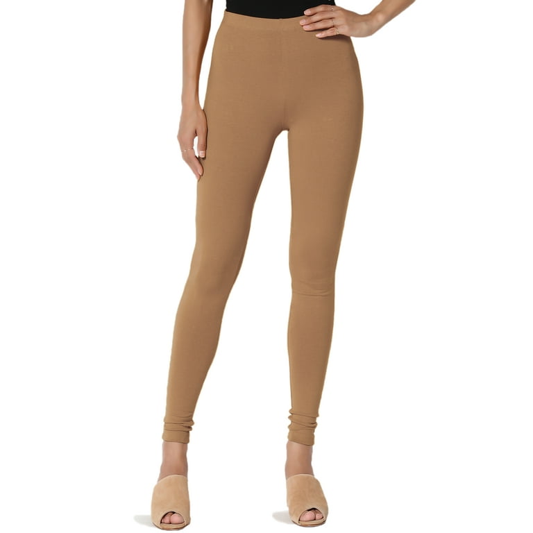 TheMogan Women's S~3X Luxe Cotton Jersey Mid Rise Long Full Length Ankle  Leggings