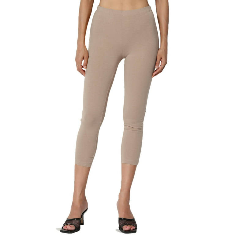 TheMogan Women's S~3X Luxe Stretch Cotton Jersey High Rise Cropped Capri  Leggings 