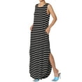 thumbnail image 1 of TheMogan Women's S~3X Sleeveless Loose Striped Curved Slit Hem Long Maxi Dress, 1 of 6