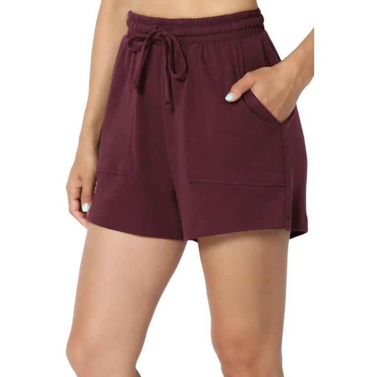 TheMogan Women's XS~XL Drawstring High Waist Comfy Cotton Sweat Shorts with  Pockets