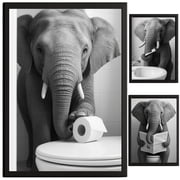TheNameStore Elephant Bathroom Decor 8.5"x11" Photographic Wall Art Set of 3
