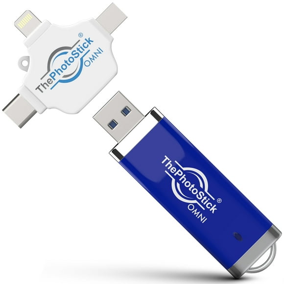 ThePhotoStick® Omni (256GB) Photo and Video Backup for Mobile Phones, Tablets and Computers - Portable USB and Multiport Connection for Universal File Storage and Management