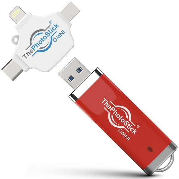 ThePhotoStick® Omni (512GB) Photo and Video Backup for Mobile Phones, Tablets and Computers - Portable USB and Multiport Connection for Universal File Storage and Management