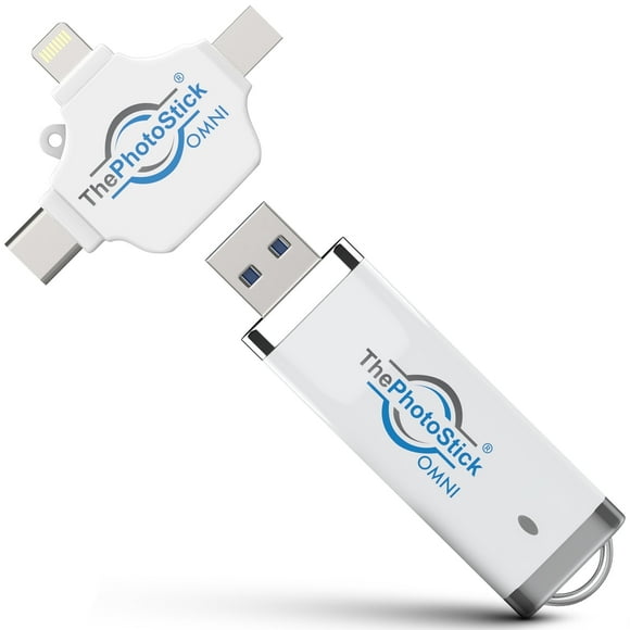 ThePhotoStick® Omni (64GB) Photo and Video Backup for Mobile Phones, Tablets and Computers - Portable USB and Multiport Connection