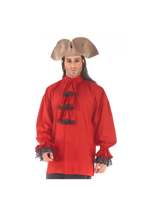 Men's Medieval Renaissance Pirate Shirt - Lace Frill Colonial Costume Top