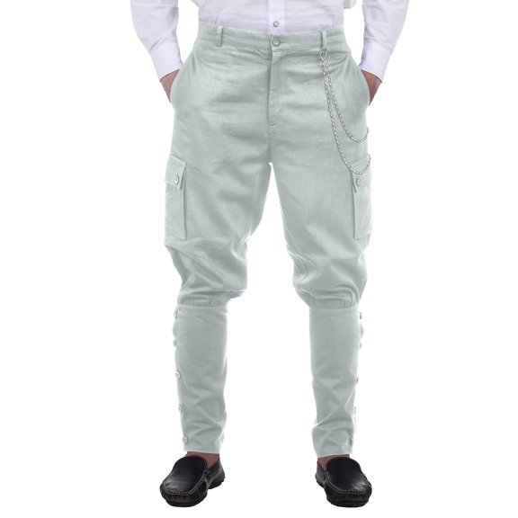ThePirateDressing Men's Steampunk Victorian Costume Pants, Airship-Style Cotton Trousers
