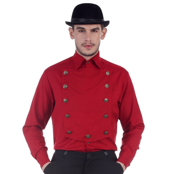 ThePirateDressing Men's Steampunk Victorian Linen Cosplay Shirt with Removable Bib
