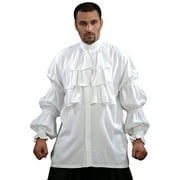 ThePirateDressing Pirate Ruffled Seinfeld Puffy Shirt Large White