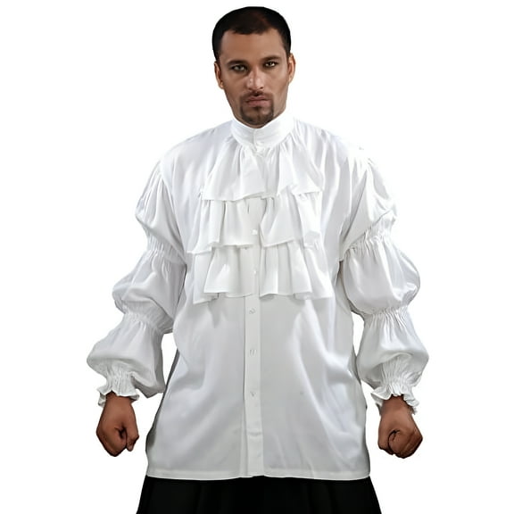 ThePirateDressing Pirate Ruffled Seinfeld Puffy Shirt (Large) White