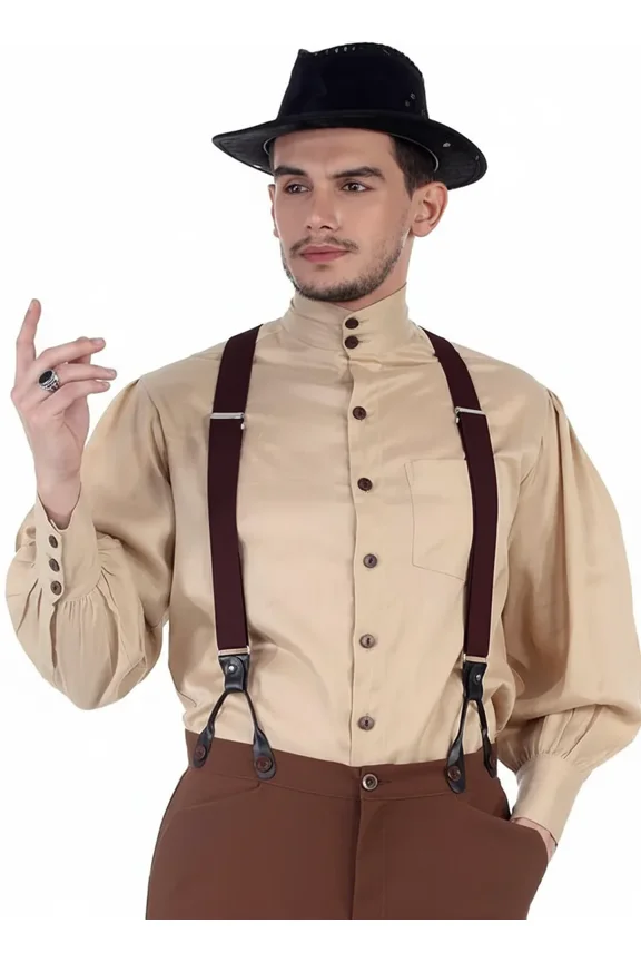 Steampunk Victorian Costume Men's -Style Linen Shirt