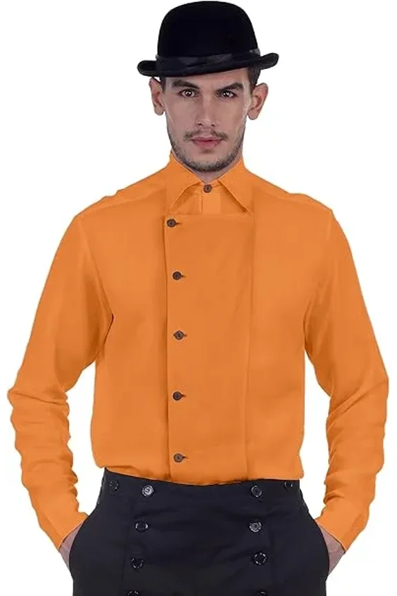 Steampunk Victorian Costume Side-Button Linen Shirt