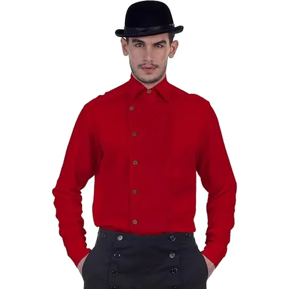 ThePirateDressing Steampunk Victorian Costume Side-Button Linen Shirt