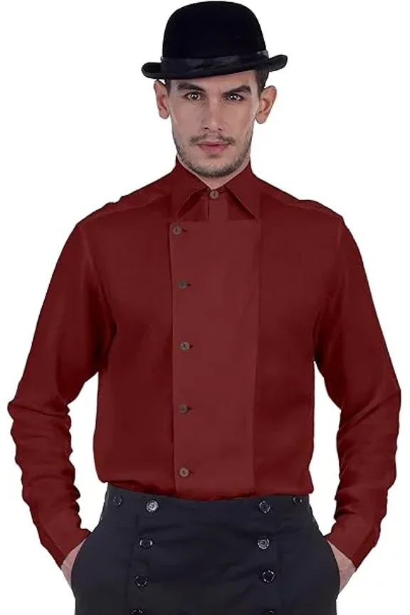 Steampunk Victorian Costume Side-Button Linen Shirt