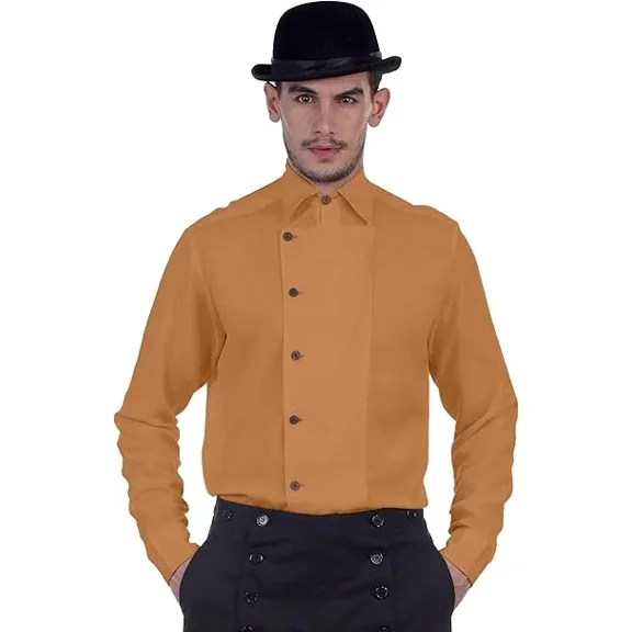 ThePirateDressing Steampunk Victorian Costume Side-Button Linen Shirt