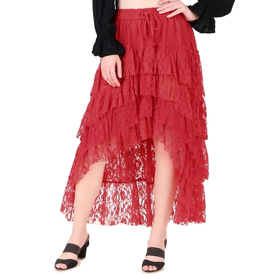 ThePirateDressing Steampunk Victorian Gothic Women's High-Low Costume Skirt