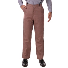 ThePirateDressing Victorian Steampunk Costume Men's High-Waist Cotton Pants with Adjustable Back Strap