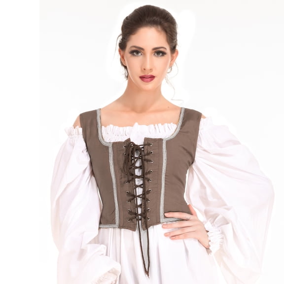 ThePirateDressing Women’s Pirate Renaissance Corset Bodice – Reversible Medieval Costume Top