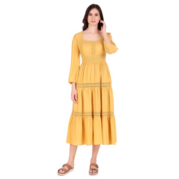 ThePirateDressing Women's Renaissance Medieval Tiered Dress with Bell Sleeves