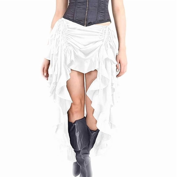 ThePirateDressing Women's Steampunk Victorian Gothic High-Low Ruffle Costume Skirt