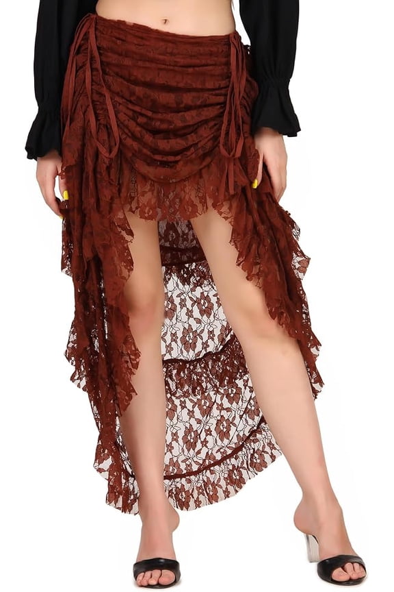 Women's Steampunk Victorian Gothic High-Low Skirt (High-low Skirt in Net Fabric)
