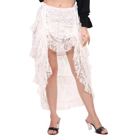 ThePirateDressing Women's Steampunk Victorian Gothic High-Low Skirt (High-low Skirt in Net Fabric)