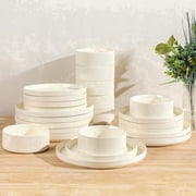 TheTerra Ceramic Dinnerware Sets for 8, 24 Pieces Porcelain Lightweight Plates and Bowls Sets, Scratch Resistant Dish Set, Oven & Microwave & Dishwasher Safe, B