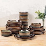 TheTerra Ceramic Dinnerware Sets for 8, 24 Pieces Porcelain Lightweight Speckled Plates and Bowls Sets, Scratch Resistant Dish Set, Oven & Microwave & Dishwashe