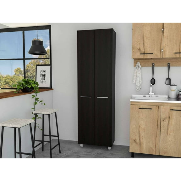 Thea Black Pantry Cabinet